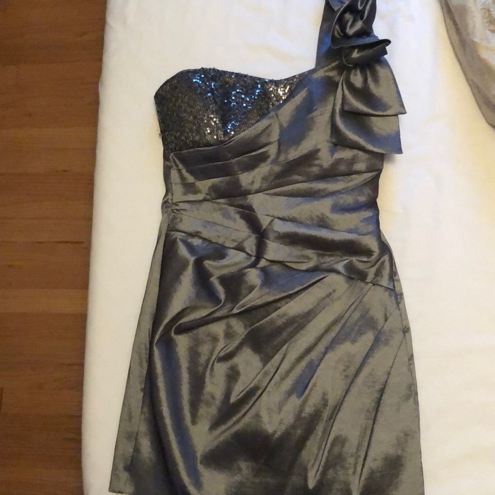 Silver one strap mini dress
